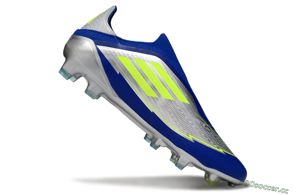 Men's Messi x Adidas F50+ Elite FG Firm Ground Low-Tops Football Boots - Silver/Blue/Yellow 4