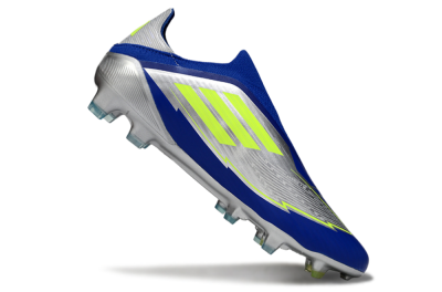 Men's Messi x Adidas F50+ Elite FG Firm Ground Low-Tops Football Boots - Silver/Blue/Yellow