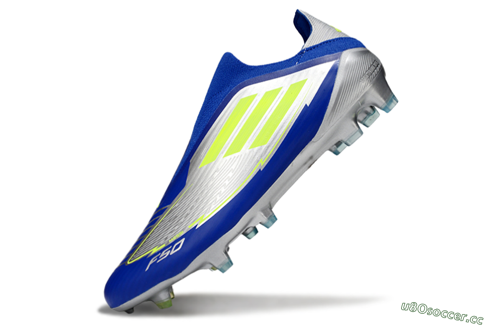 Men's Messi x Adidas F50+ Elite FG Firm Ground Low-Tops Football Boots - Silver/Blue/Yellow 5