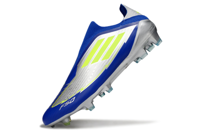 Men's Messi x Adidas F50+ Elite FG Firm Ground Low-Tops Football Boots - Silver/Blue/Yellow