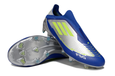 Men's Messi x Adidas F50+ Elite FG Firm Ground Low-Tops Football Boots - Silver/Blue/Yellow