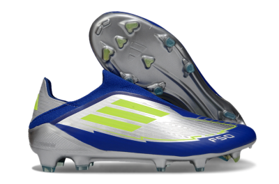 Men's Messi x Adidas F50+ Elite FG Firm Ground Low-Tops Football Boots - Silver/Blue/Yellow