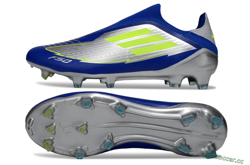 Men's Messi x Adidas F50+ Elite FG Firm Ground Low-Tops Football Boots - Silver/Blue/Yellow 1