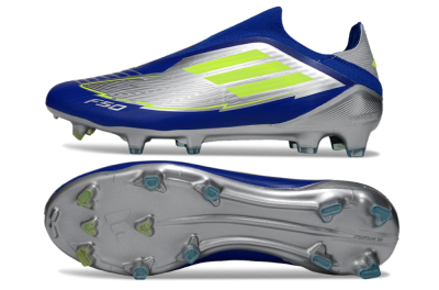 Men's Messi x Adidas F50+ Elite FG Firm Ground Low-Tops Football Boots - Silver/Blue/Yellow