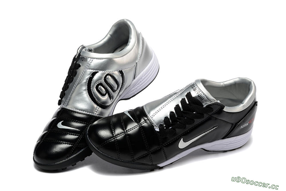Men's Nike Total 90 III TF Artificial Turf Low-Tops Football Shoes - Black/Silver/White 6