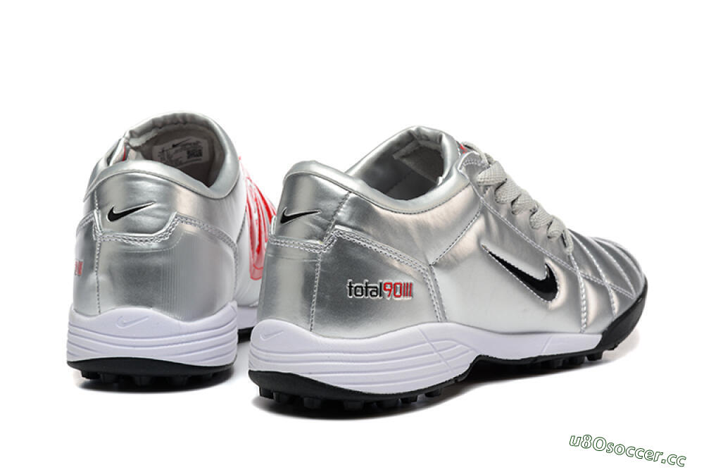 Men's Nike Total 90 III TF Artificial Turf Low-Tops Football Shoes - Silver/Black/White 9
