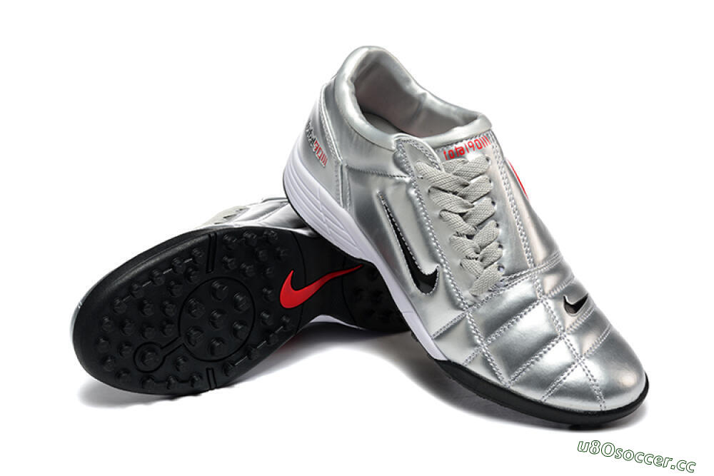 Men's Nike Total 90 III TF Artificial Turf Low-Tops Football Shoes - Silver/Black/White 4