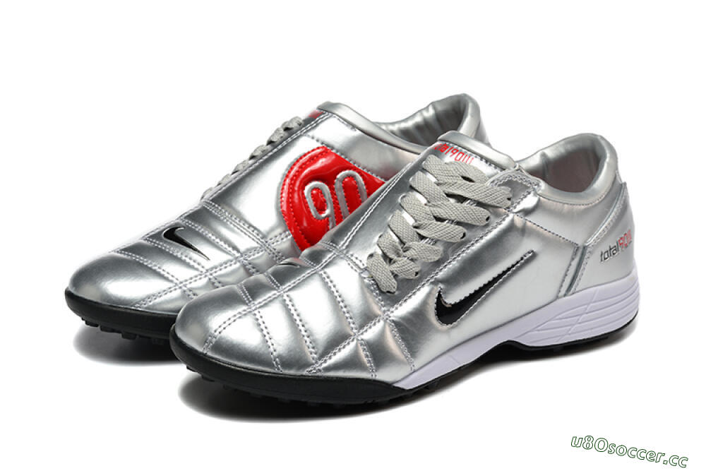 Men's Nike Total 90 III TF Artificial Turf Low-Tops Football Shoes - Silver/Black/White 5