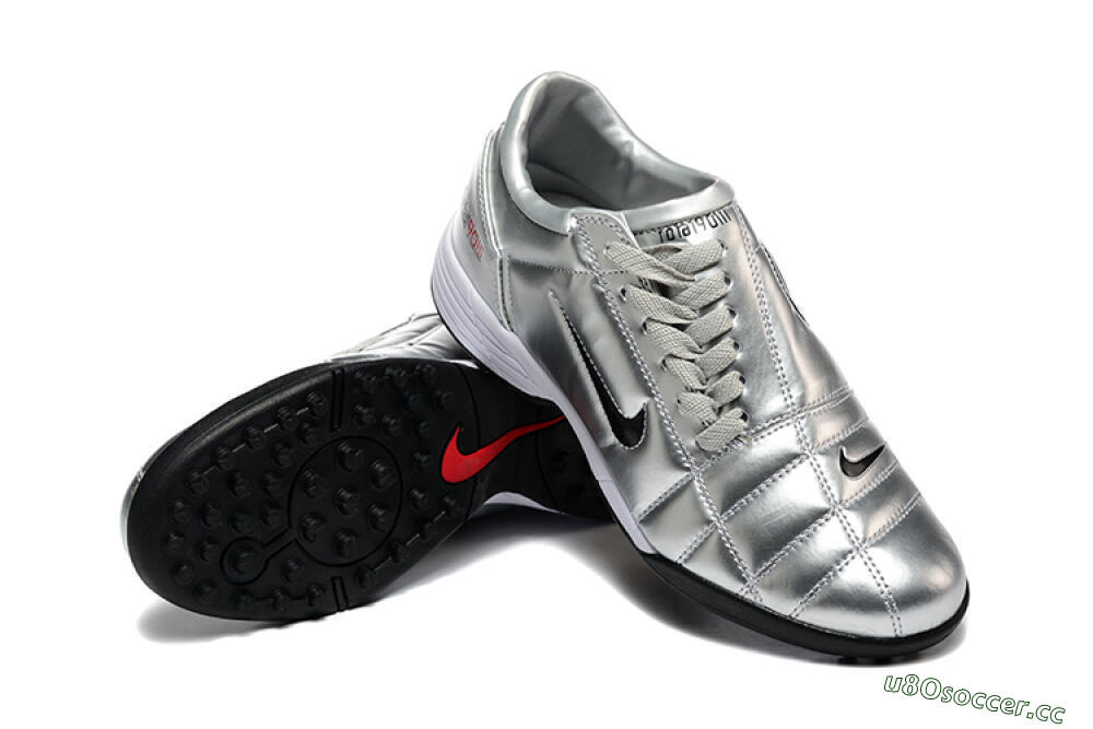 Men's Nike Total 90 III TF Artificial Turf Low-Tops Football Shoes - Silver/Black/White 4