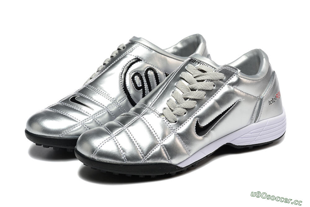 Men's Nike Total 90 III TF Artificial Turf Low-Tops Football Shoes - Silver/Black/White 5