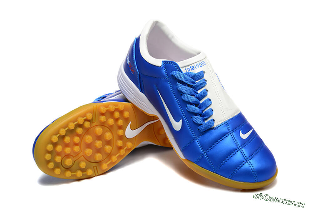 Men's Nike Total 90 III TF Artificial Turf Low-Tops Football Shoes - Blue/White/Brown 4
