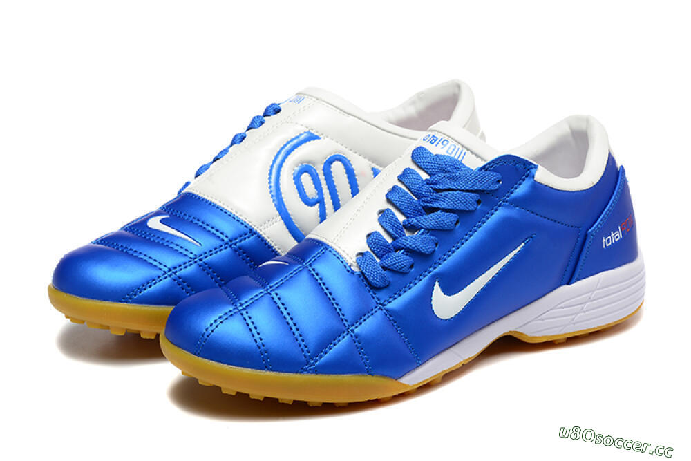 Men's Nike Total 90 III TF Artificial Turf Low-Tops Football Shoes - Blue/White/Brown 5