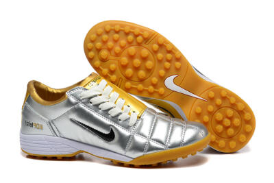 Men's Nike Total 90 III TF Artificial Turf Low-Tops Football Shoes - Silver/Black/Yellow