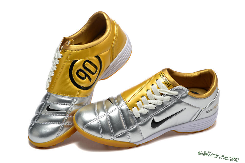 Men's Nike Total 90 III TF Artificial Turf Low-Tops Football Shoes - Silver/Black/Yellow 6