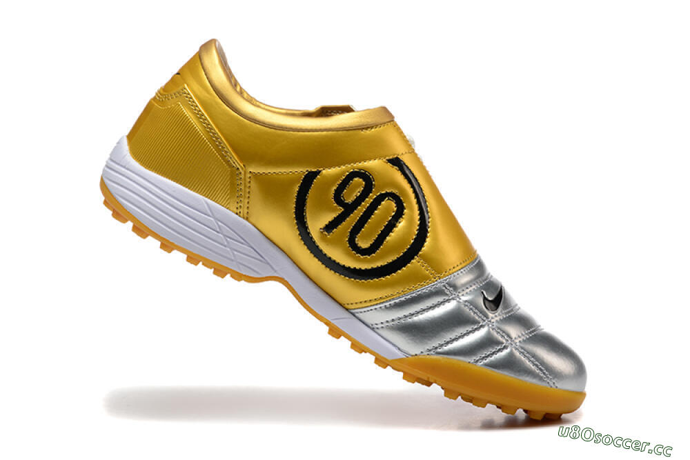 Men's Nike Total 90 III TF Artificial Turf Low-Tops Football Shoes - Silver/Black/Yellow 7
