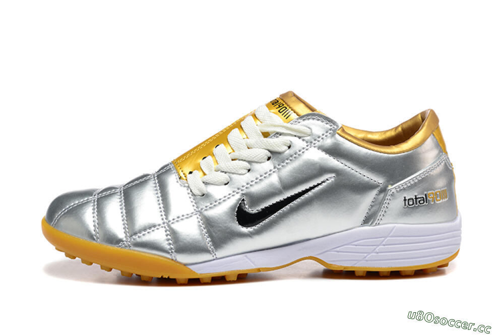 Men's Nike Total 90 III TF Artificial Turf Low-Tops Football Shoes - Silver/Black/Yellow 0