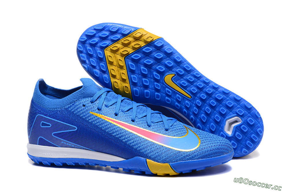 Men's Nike Air Zoom Mercurial Vapor 16 Elite TF Artificial Turf Low-Tops Football Shoes - Blue/Gold/Pink 2