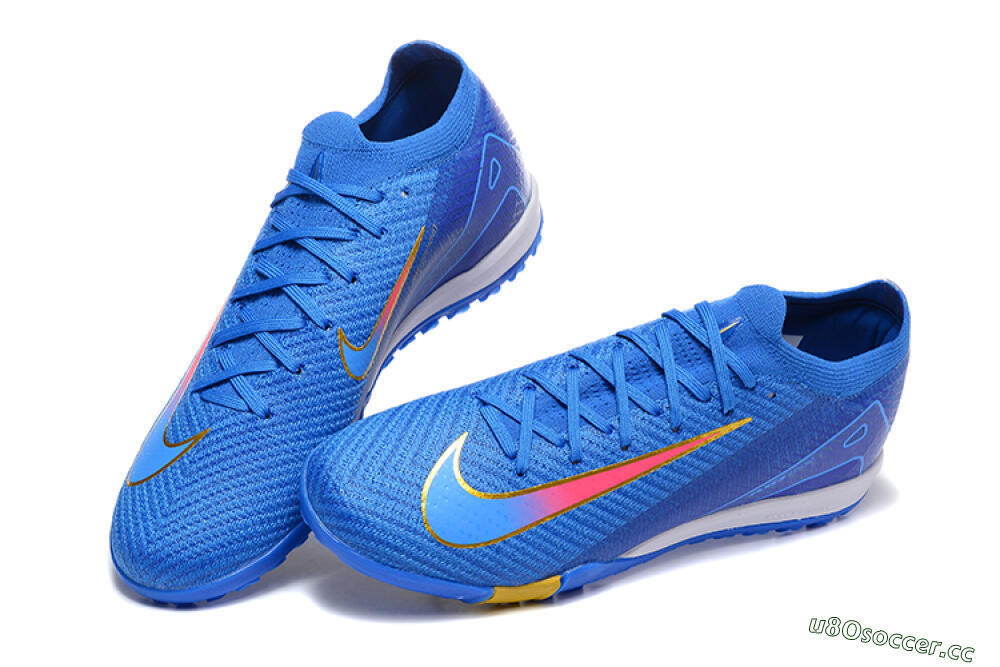 Men's Nike Air Zoom Mercurial Vapor 16 Elite TF Artificial Turf Low-Tops Football Shoes - Blue/Gold/Pink 6