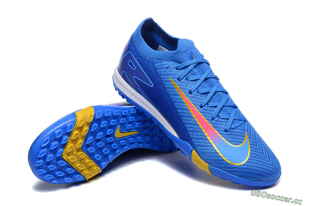 Men's Nike Air Zoom Mercurial Vapor 16 Elite TF Artificial Turf Low-Tops Football Shoes - Blue/Gold/Pink 4