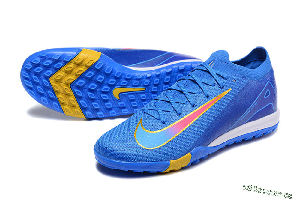 Men's Nike Air Zoom Mercurial Vapor 16 Elite TF Artificial Turf Low-Tops Football Shoes - Blue/Gold/Pink 3