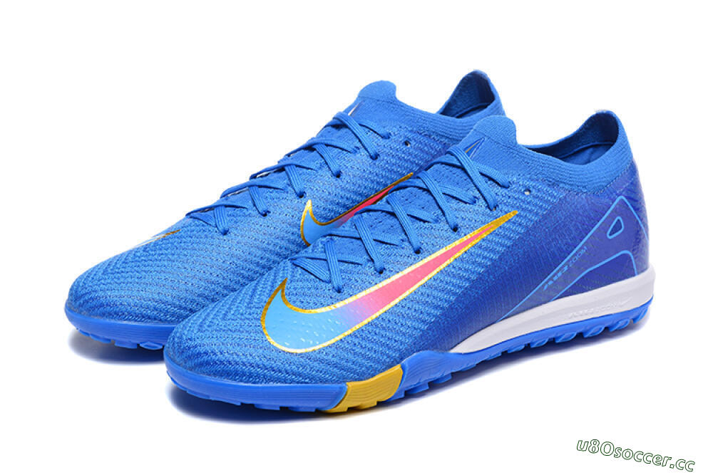 Men's Nike Air Zoom Mercurial Vapor 16 Elite TF Artificial Turf Low-Tops Football Shoes - Blue/Gold/Pink 5