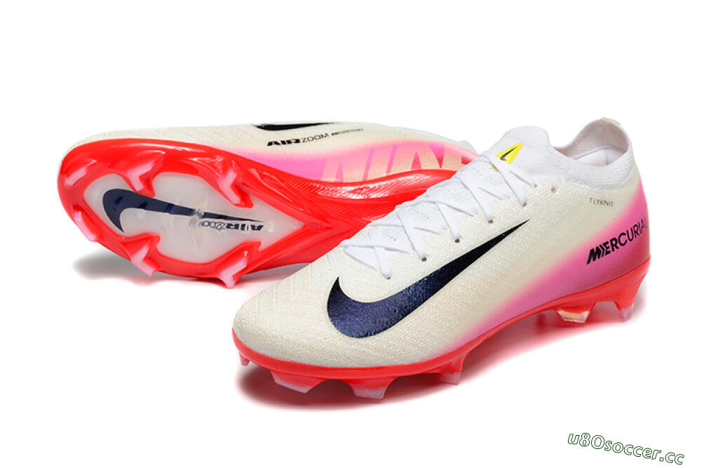 Men's Nike Air Zoom Mercurial Vapor 16 Elite FG Firm Ground Low-Tops Football Boots - Beige/Black/Red 3