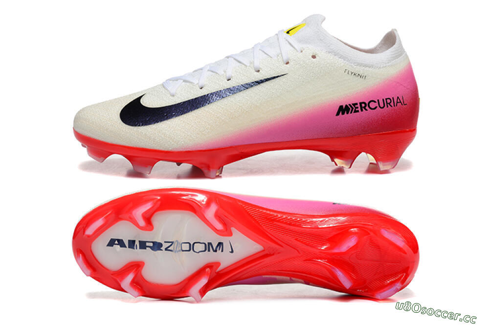Men's Nike Air Zoom Mercurial Vapor 16 Elite FG Firm Ground Low-Tops Football Boots - Beige/Black/Red 1