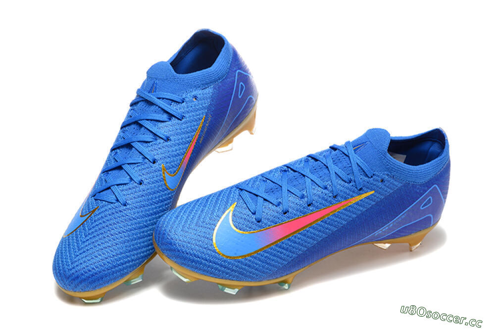 Men's Nike Air Zoom Mercurial Vapor 16 Elite FG Firm Ground Low-Tops Football Boots - Blue/Gold/Pink 6