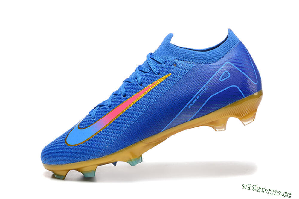 Men's Nike Air Zoom Mercurial Vapor 16 Elite FG Firm Ground Low-Tops Football Boots - Blue/Gold/Pink 8