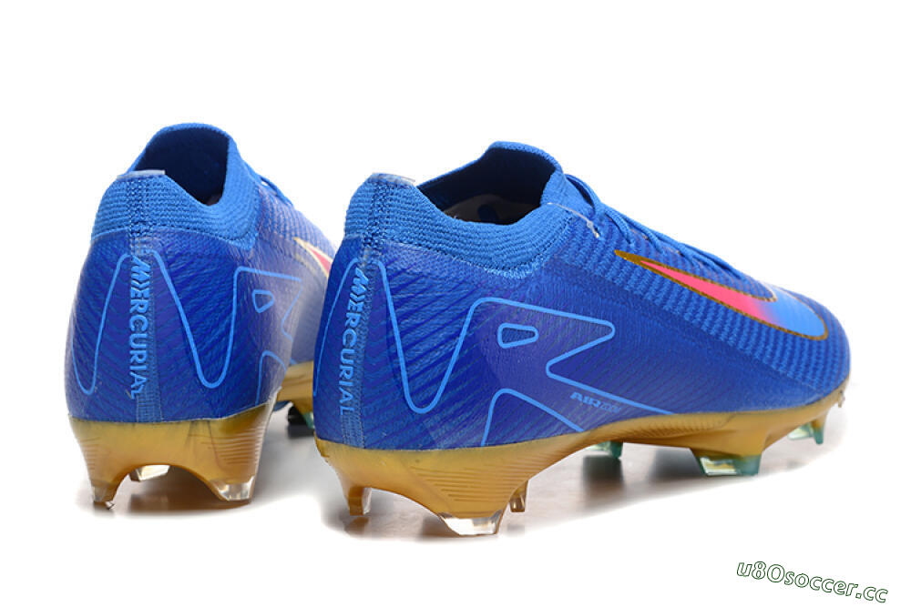 Men's Nike Air Zoom Mercurial Vapor 16 Elite FG Firm Ground Low-Tops Football Boots - Blue/Gold/Pink 9