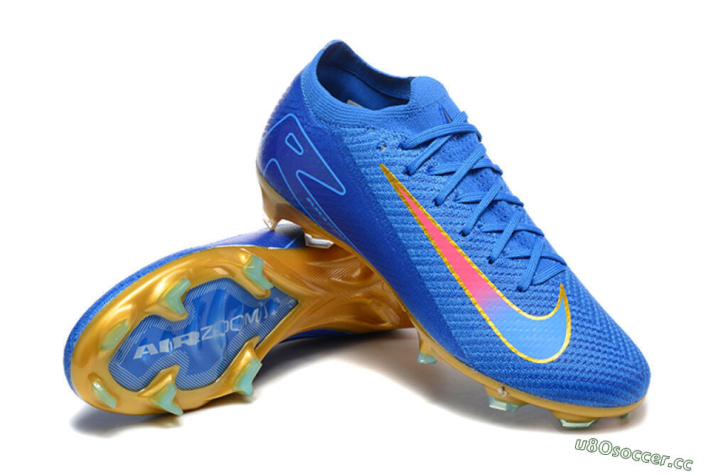 Men's Nike Air Zoom Mercurial Vapor 16 Elite FG Firm Ground Low-Tops Football Boots - Blue/Gold/Pink 4