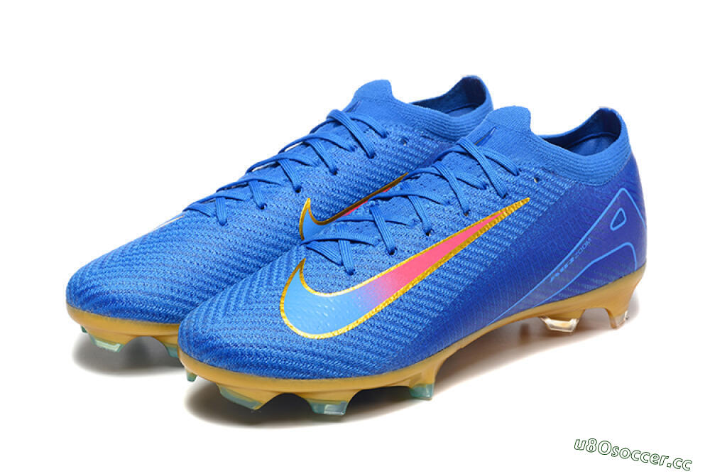 Men's Nike Air Zoom Mercurial Vapor 16 Elite FG Firm Ground Low-Tops Football Boots - Blue/Gold/Pink 5
