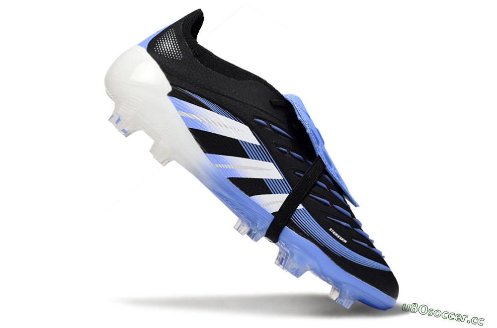 Unisex Adidas Predator 25 Elite Foldover Tongue FG Firm Ground Low-Tops Football Boots - Black/White/Blue 4