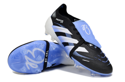 Unisex Adidas Predator 25 Elite Foldover Tongue FG Firm Ground Low-Tops Football Boots - Black/White/Blue