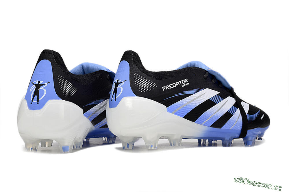 Unisex Adidas Predator 25 Elite Foldover Tongue FG Firm Ground Low-Tops Football Boots - Black/White/Blue 6