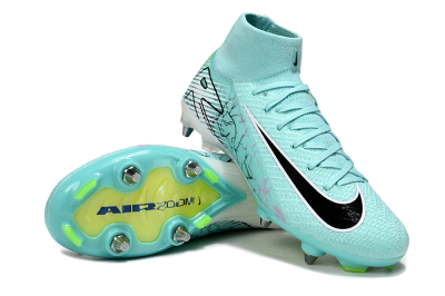 Men's Nike Air Zoom Mercurial Superfly 10 Elite SG Soft Ground High-Tops Football Boots - Jade/White/Black
