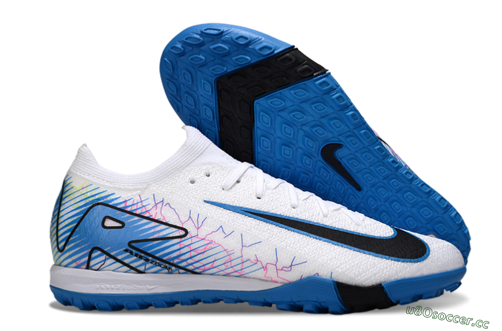 Unisex Nike Air Zoom Mercurial Vapor 16 Elite TF Artificial Turf Low-Tops Football Shoes - White/Blue/Black 2