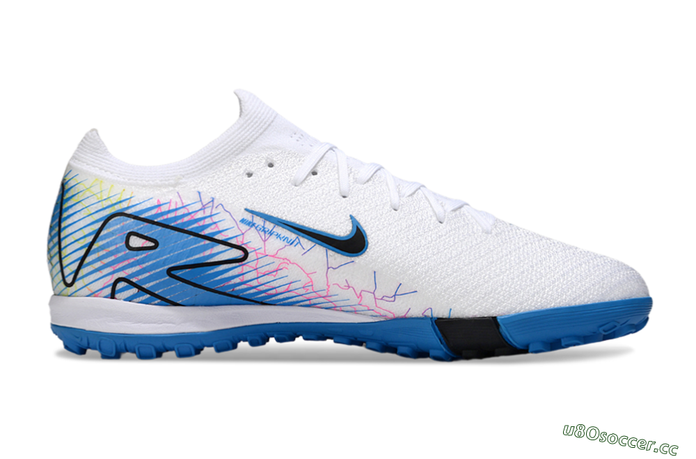 Unisex Nike Air Zoom Mercurial Vapor 16 Elite TF Artificial Turf Low-Tops Football Shoes - White/Blue/Black 7