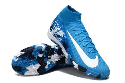 Unisex Nike Air Zoom Mercurial Superfly 10 Elite TF Artificial Turf High-Tops Football Shoes - Blue/White