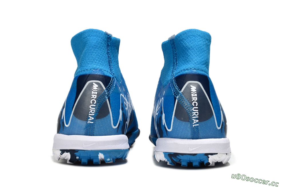 Unisex Nike Air Zoom Mercurial Superfly 10 Elite TF Artificial Turf High-Tops Football Shoes - Blue/White 5