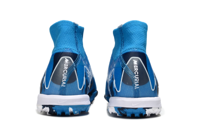 Unisex Nike Air Zoom Mercurial Superfly 10 Elite TF Artificial Turf High-Tops Football Shoes - Blue/White