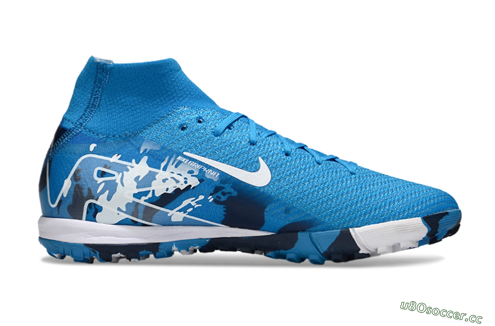 Unisex Nike Air Zoom Mercurial Superfly 10 Elite TF Artificial Turf High-Tops Football Shoes - Blue/White 7