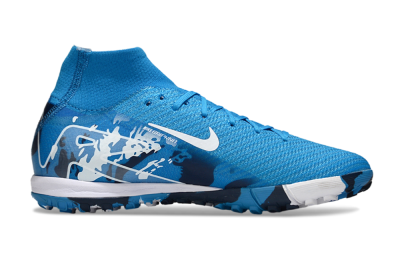 Unisex Nike Air Zoom Mercurial Superfly 10 Elite TF Artificial Turf High-Tops Football Shoes - Blue/White