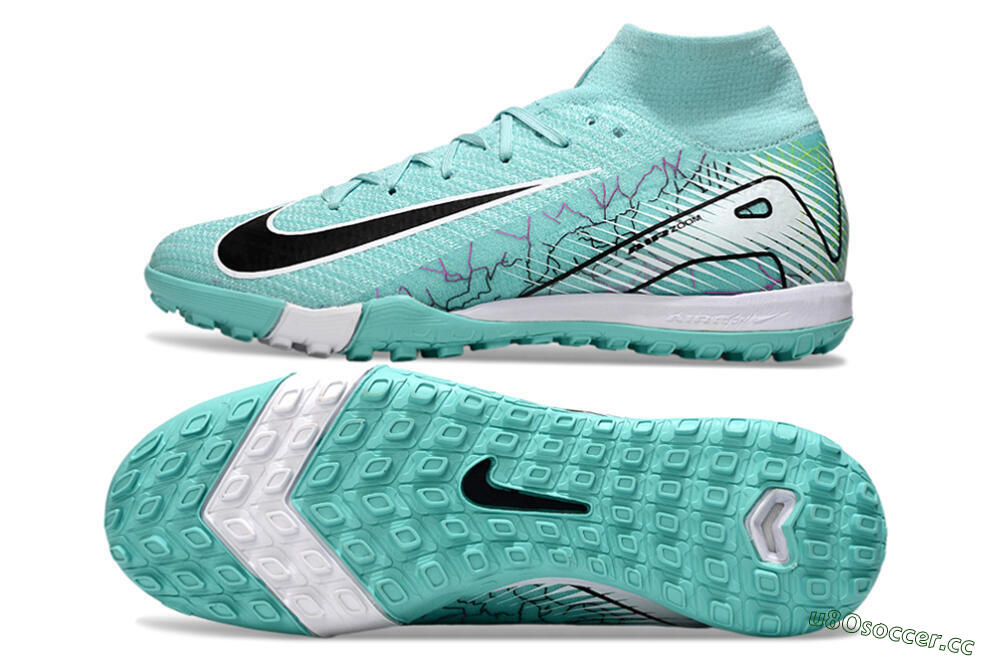 Unisex Nike Air Zoom Mercurial Superfly 10 Elite TF Artificial Turf High-Tops Football Shoes - Jade/Black/White 1
