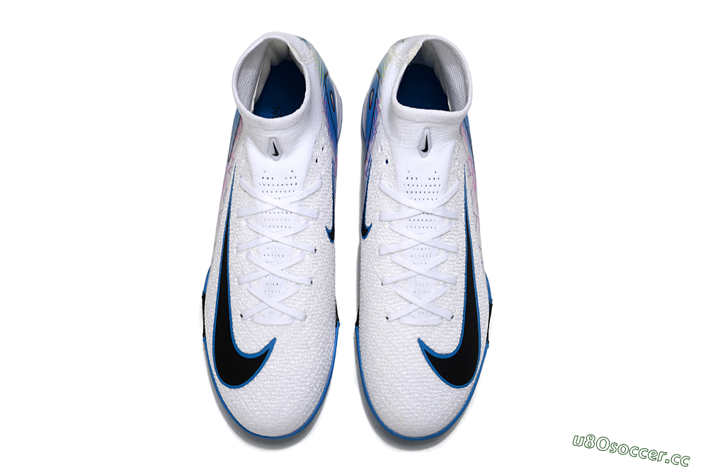 Unisex Nike Air Zoom Mercurial Superfly 10 Elite TF Artificial Turf High-Tops Football Shoes - White/Blue/Black 4