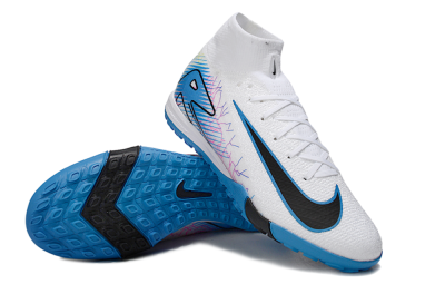 Unisex Nike Air Zoom Mercurial Superfly 10 Elite TF Artificial Turf High-Tops Football Shoes - White/Blue/Black