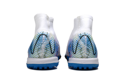 Unisex Nike Air Zoom Mercurial Superfly 10 Elite TF Artificial Turf High-Tops Football Shoes - White/Blue/Black