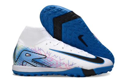 Unisex Nike Air Zoom Mercurial Superfly 10 Elite TF Artificial Turf High-Tops Football Shoes - White/Blue/Black
