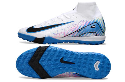 Unisex Nike Air Zoom Mercurial Superfly 10 Elite TF Artificial Turf High-Tops Football Shoes - White/Blue/Black