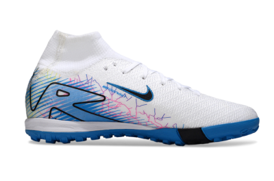 Unisex Nike Air Zoom Mercurial Superfly 10 Elite TF Artificial Turf High-Tops Football Shoes - White/Blue/Black